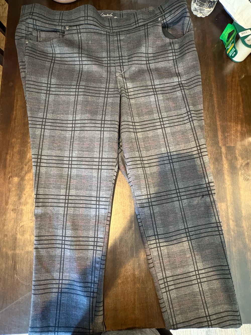 Gloria Vanderbilt Gray Plaid Straight-Leg Pants